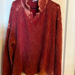 Zara Mens Rust Dip Dye Cott Sweater, -l-xl